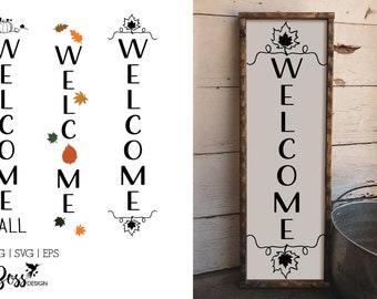 Conjunto de diseños de letreros de porche de otoño de 3 / svg / png eps