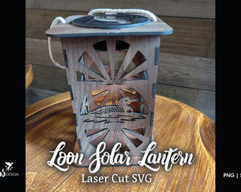 Archivo SVG de linterna solar Loon / Archivo de corte láser para Glowforge y más / Diseño de linternas de vida silvestre para exteriores