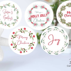 Botanical Christmas Wreath sticker Canva templates