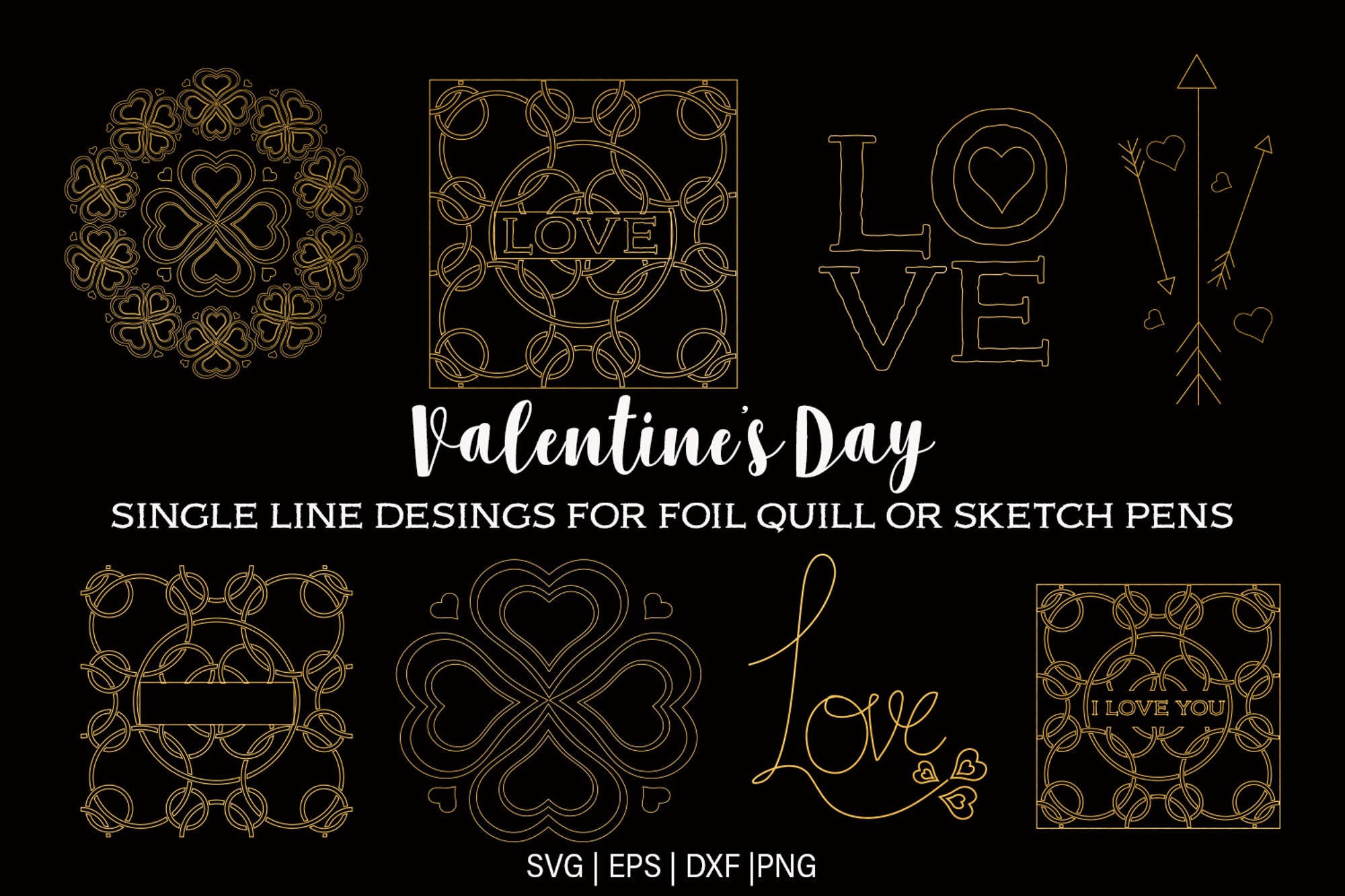 Valentine's Day Foil Quill Designs | Single Line Designs | Digital ...