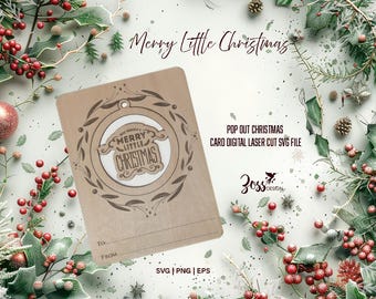 Que tengas una feliz Navidad SVG / Corona de acebo Archivo cortado con láser / Adorno navideño xtool