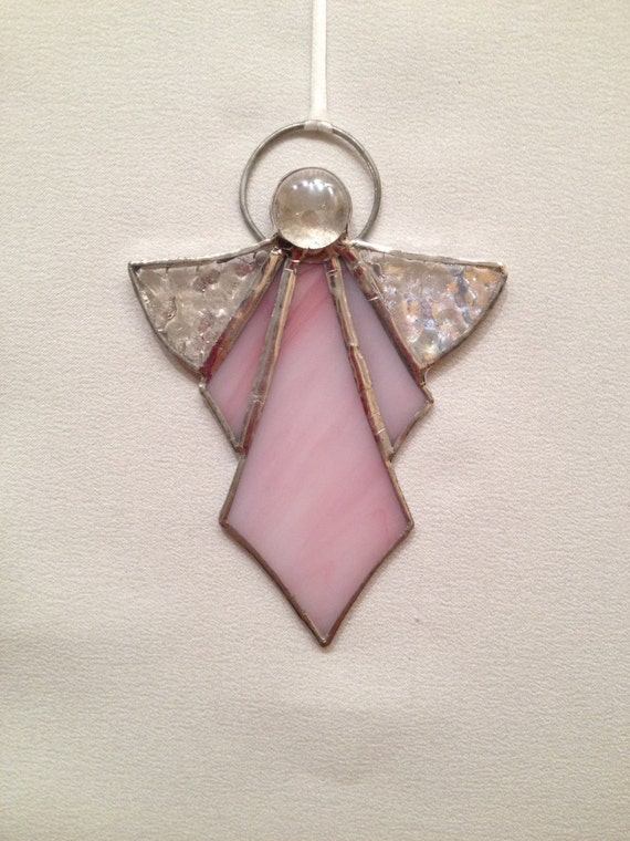 Stained Glass Ornament Pink Angel Etsy
