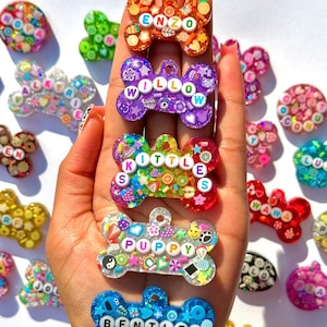 Personalized Resin Dog Tag, Custom Cat Tag, Letter bead dog tag, Dog tag Resin, Resin Pet Tag, Resin Cat Tag