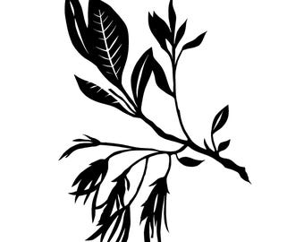 Fringe Tree Silhouette Paper Cutting