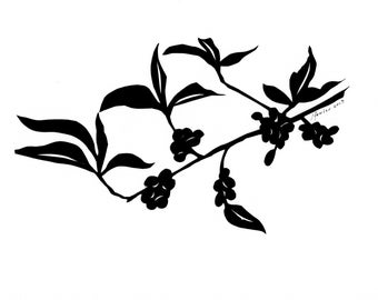 Russian Olive Botanical Silhouette Papercutting