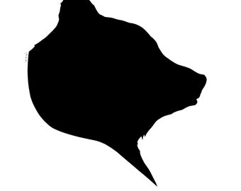 Bear Silhouette Portrait Papercutting