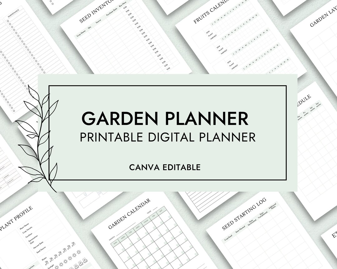 Garden Planner Printable Digital Canva Organizer Gardening Journal ...