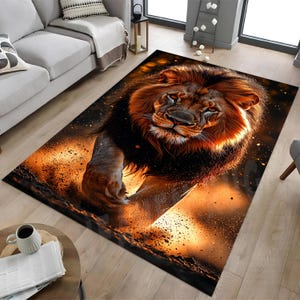 3D Lion Area Rug: Modern Animal Decor, Forest Theme