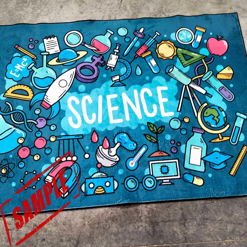 A Science Lab Rug Science Education Kids Rug: Colorful Non-slip Nursery Decor - Etsy