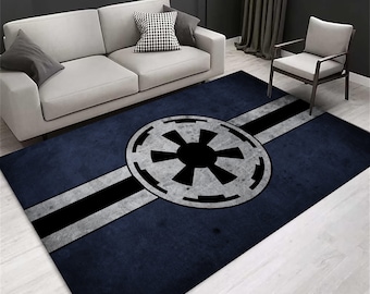 Galactic Empire Logo Rug, Navy Blue Black and White Star Wars Rug, Star Wars Logo Rug, Star Wars Area Rug, Star Wars Decor Rug,Star Wars Rug