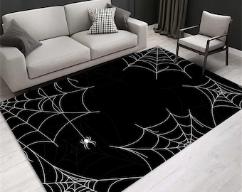 Straszny dywanik z pajęczynką, dekoracja na Halloween z pająkiem
