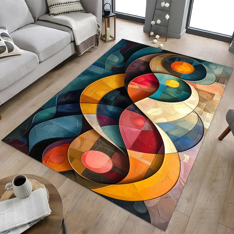 Colorful Abstract Rug Design Colorful Abstract Rug: Modern Art Oil Paint Design - Etsy