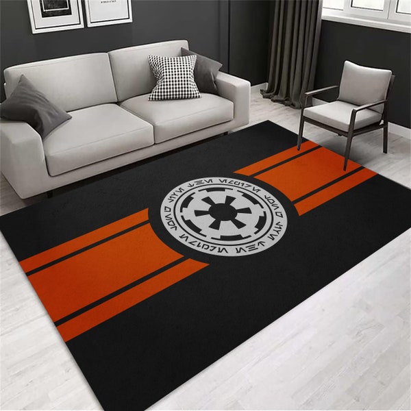 Tapis avec logo Empire galactique : décoration Star Wars orange, noir et blanc