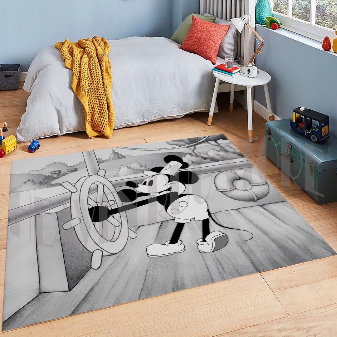 Steamboat Willie Mickey Mouse Rug,mickey Mouse Area Rug, Mickey Mouse ...