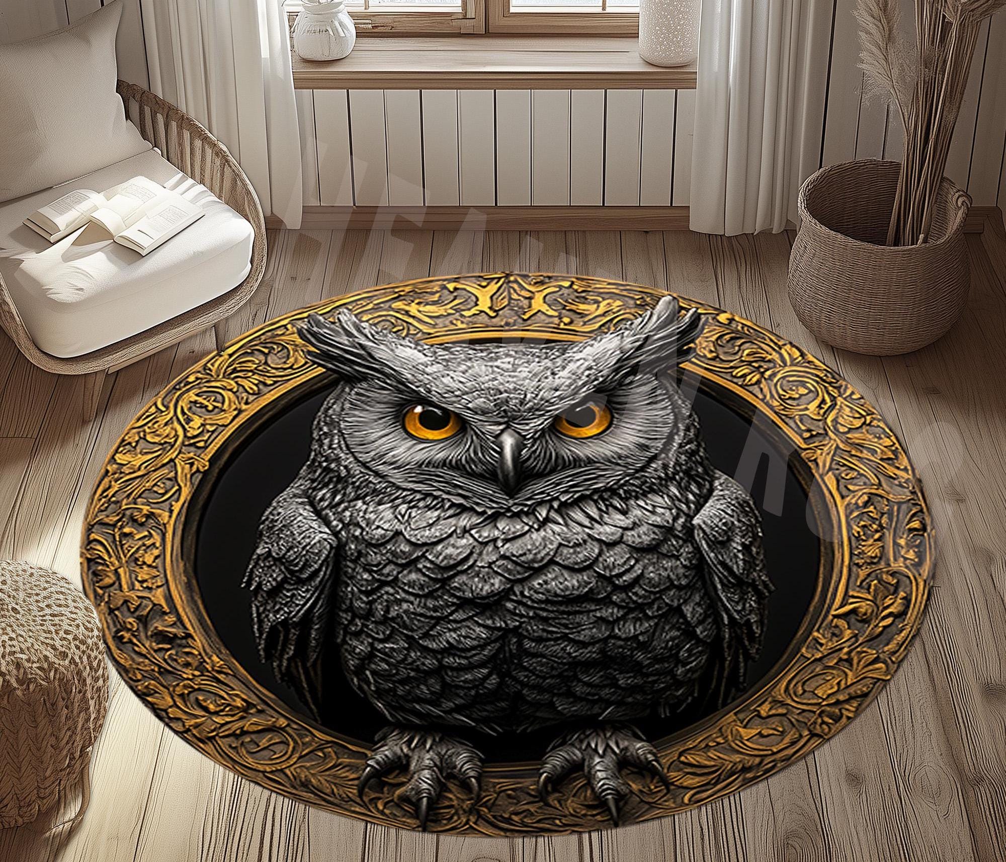 Owl Rug, Owl Area Rug, Owl Round Rug, 3d Owl Rug, Owl Modern Rug, Owl Decor Rug, Animal Rug, Home De