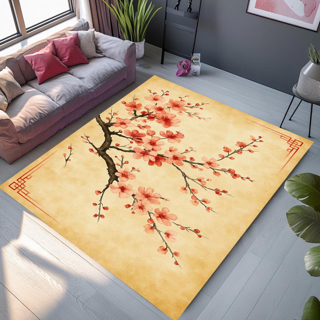 Sakura Rug Sakura Velvet Rug: Japanese Cherry Blossom Design, Non-slip - Etsy