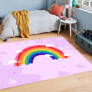 Rainbow Rug, Rainbow Design Rug, Kids Room Rug, Rainbow Modern Rug, Sky Decor  Rug, Rainbow Carpet, Cloudy Decor Rug, Rainbow Carpet
