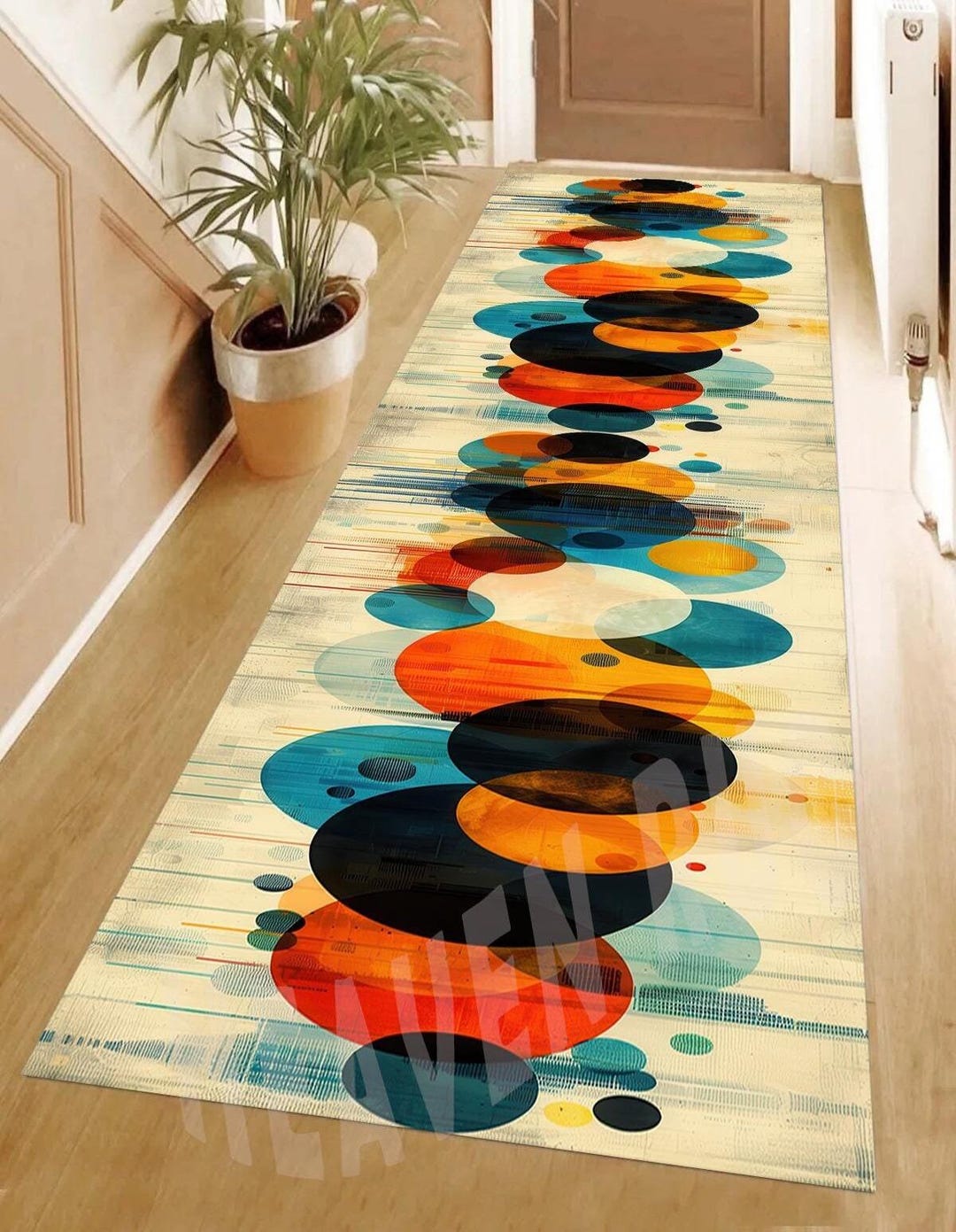 Mid Century Modern Runner Rug: Geometric Abstract Art - Etsy