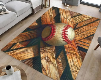 Baseball Area Rug, Baseball Decorative Rug, Baseball Ball Rug, Baseball Design Rug, Baseball Gift, Baseball Gamer Rug, Boys Room Rug