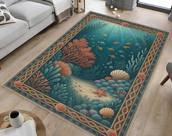 Wunderschöner Teppich mit Motiven aus dem Ozean