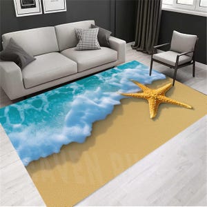 Starfish Sea Rug: Beach Home Decor, Living Room Rug