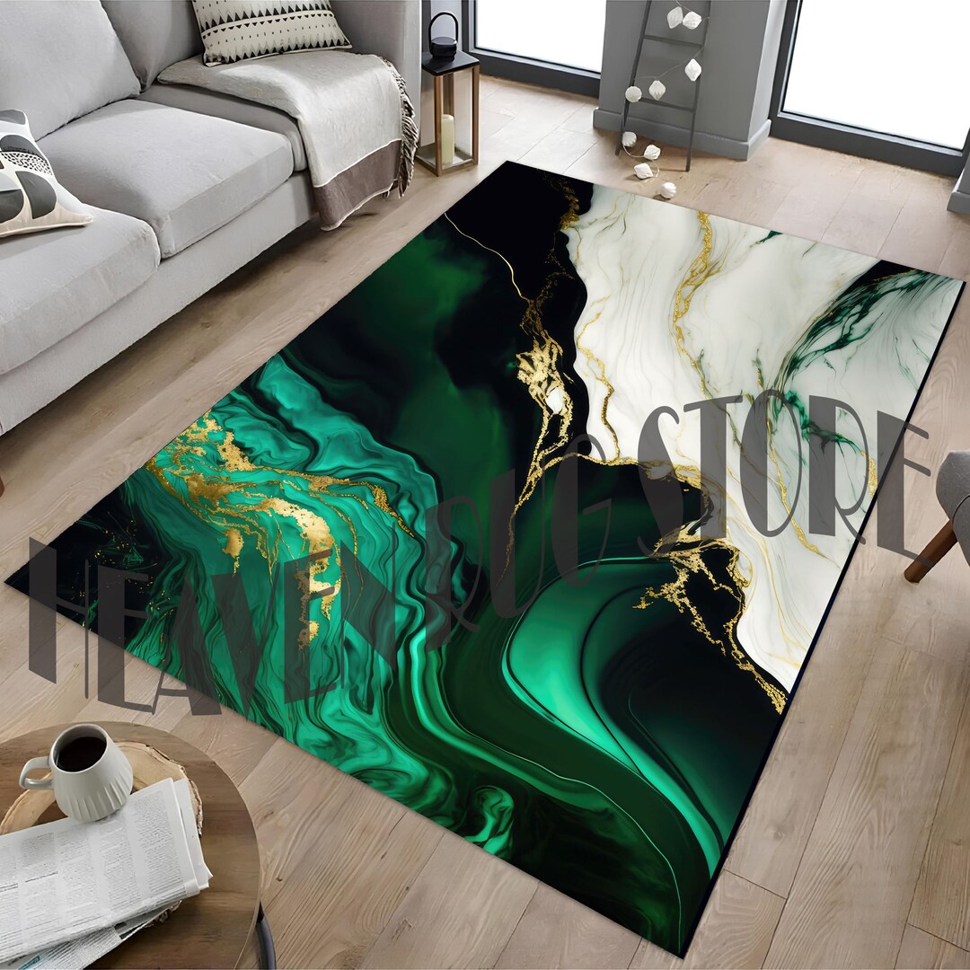 Green Malachite Marble Round Rug