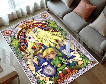 Zelda Rug, Zelda Patterned Rug, Legend Of The Zelda, Gamer Rug, Game Room Rug, Gamer Room Decor, Zelda Game Rug, Zelda Logo Rug