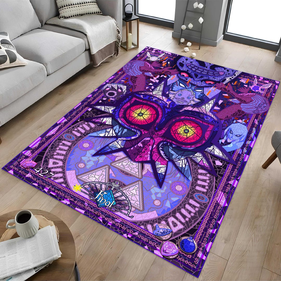 Zelda Rug, Purple Zelda Logo Rug, Zelda Patterned Rug, Legend of the