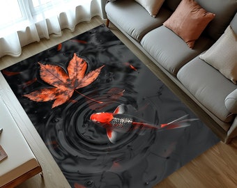 Tapete para Lago de Carpas Koi: Arte Japonesa, Design de Folhas