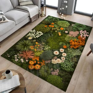 Wildflower Area Rug: Floral Green Botanical Farmhouse Decor