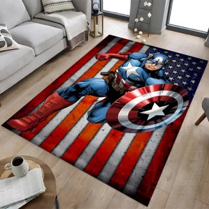 Captain America Rug: American Flag Super Hero Decor