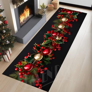 Christmas Ornament Runner Rug, Holiday Decor