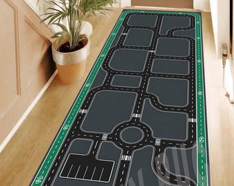 Road Play Area Rug, Road Texture Rug, Road Pattern Rug, Road Map Design Rug, Modern Road Rug, Kids Home Decor Rug, Road Decoration Rug