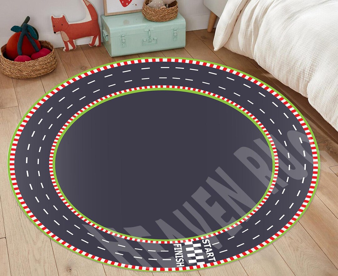 Car Racing Rug Kids Road Rug, Racing Car Playmat, Kids Room Decor (24 Inch) - Etsy