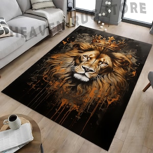 Lion King Area Rug: 3D Digital Print, Non-Slip Cotton Base