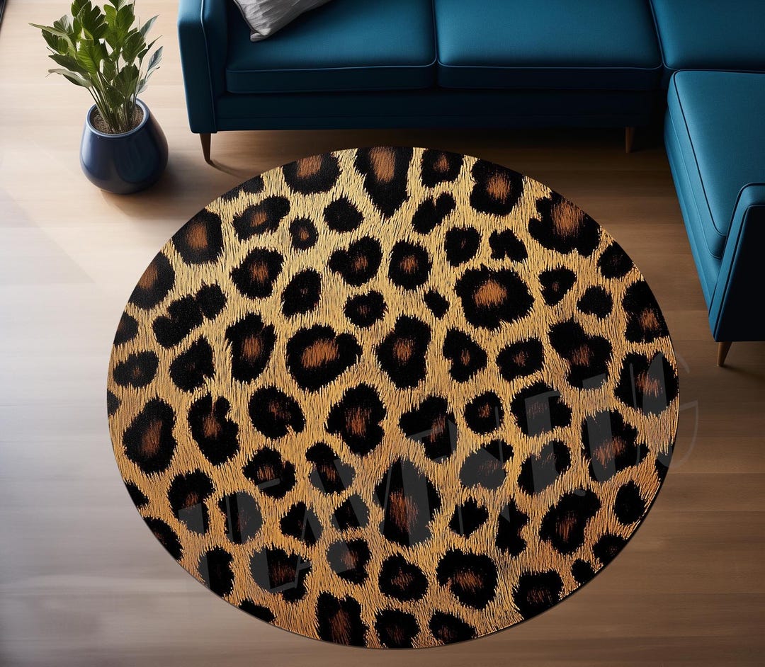 Leopard Print Round Rug: Non-slip Cotton Base (24 Inch) - Etsy