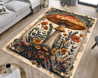 Vintage Style Mushroom Rug: Forest Home Decor