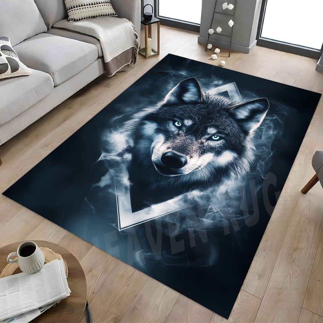 Deviantart Wolf Rug Wolf Area Rug: Wildlife Design, Forest Home Decor - Etsy