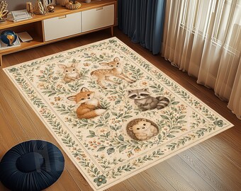 Woodland Area Rug, Animal Pattern Rug, Forest Texture Rug, Woodland Design Rug, Modern Animal Rug, Forest Home Decor Rug