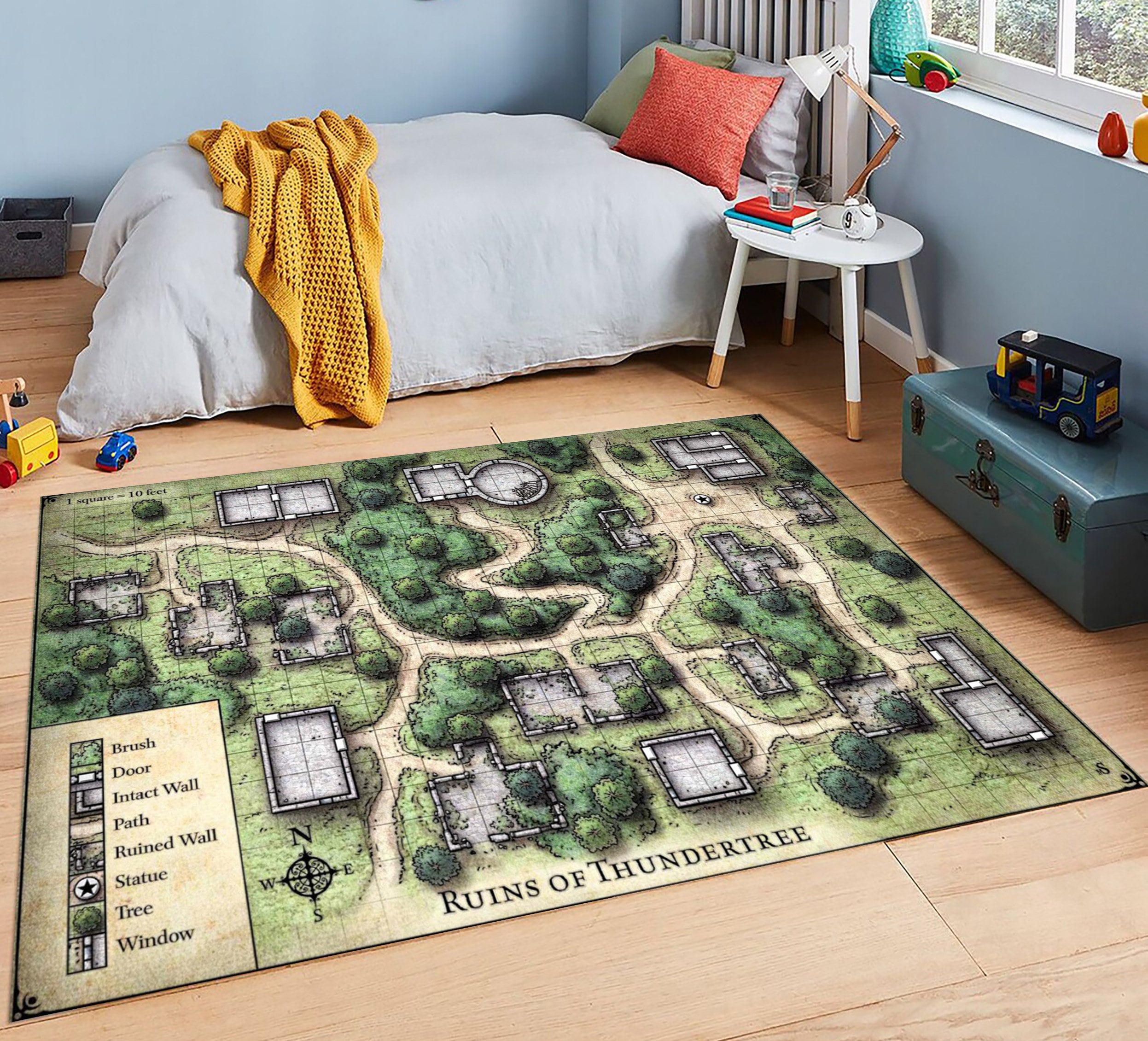 Dungeons Dragons Rug, Game Room Rug, Ruins Of Thundertree Map, DND Map Rug, Game Map, Boys Room Decor, Gamer Rug,  Fantastic Gift For Him