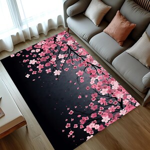 Cherry Blossom Rug: Floral Flower Area Carpet, Nature Inspired - Etsy