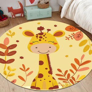 Baby Giraffe Rug, Cute Animal Rug, Nursery Decor Rug ,Giraffe Design Rug,Gift for Kids Rug,Animal Round Rug, Baby Room Rug, Giraffe Carpet