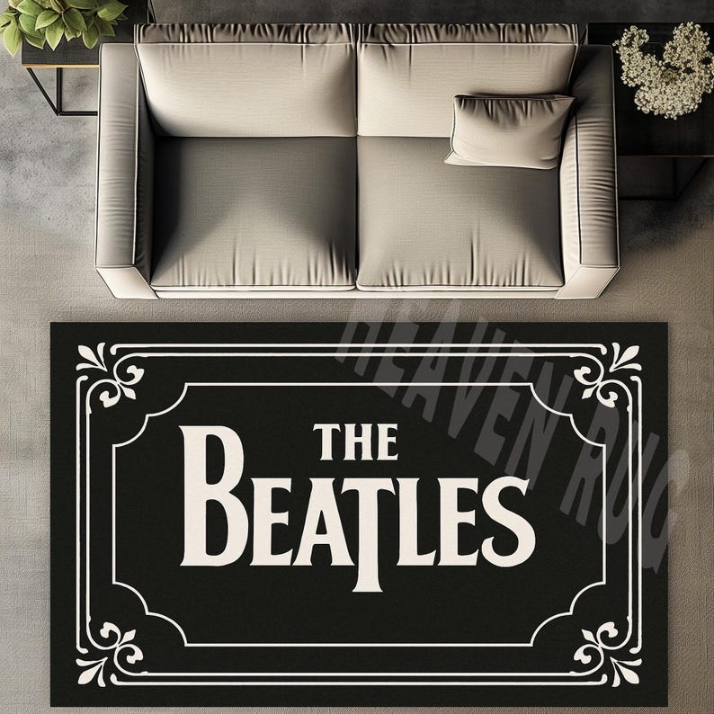 The Beatles Rug: Velvet Music Room Decor, Non-slip Cotton Base - Etsy
