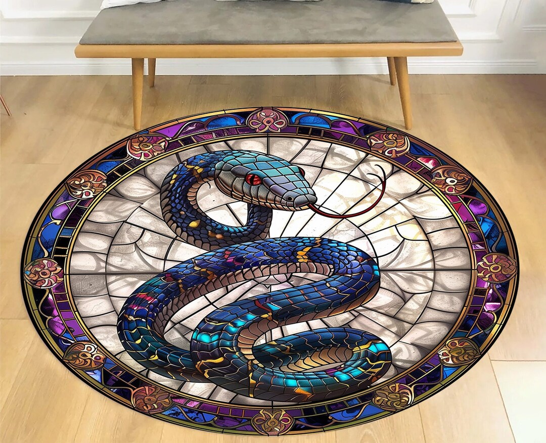 Whitesnake Rug Blue Snake Round Rug: Modern Animal Design (24 Inch) - Etsy