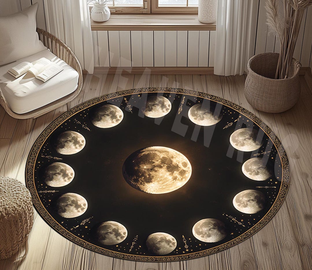 Beware Rug Moon Rug Moon Phases Round Rug: Space Home Decor (24 Inch) - Etsy