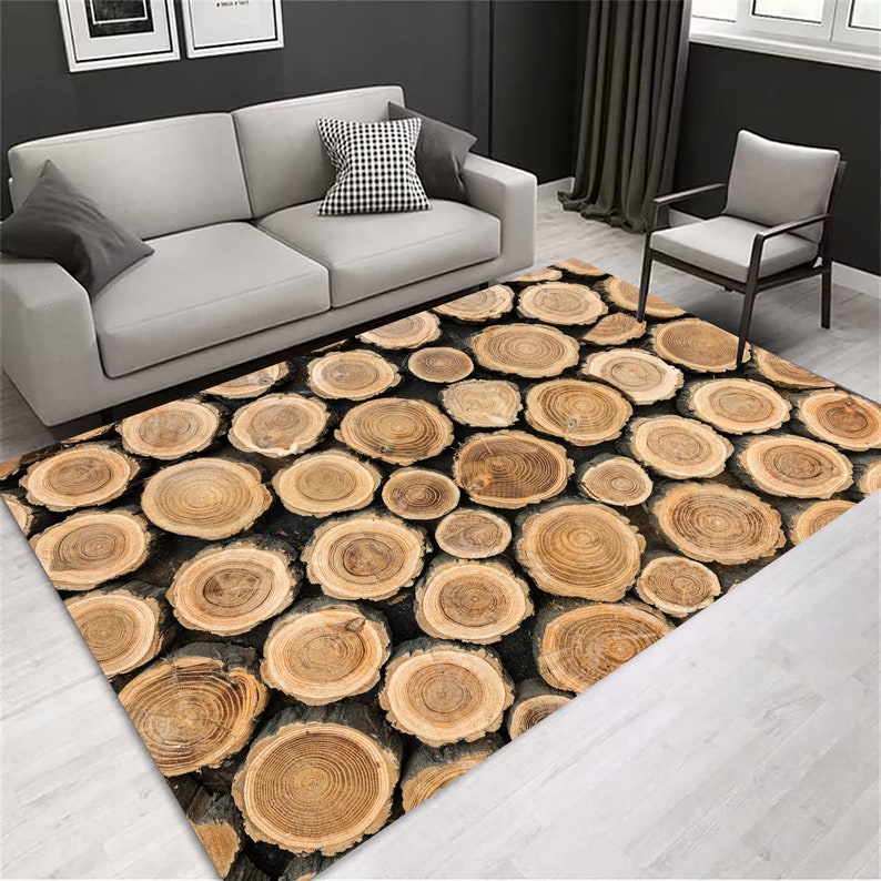 Wood Design Rug Tree Trunks Area Rug: 3D Wood Log Design - Etsy