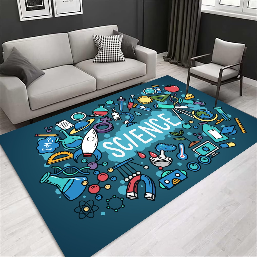 Science Education Kids Rug: Colorful Non-slip Nursery Decor - Etsy