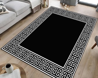 Black and White Greek Key Rug: Modern Decor