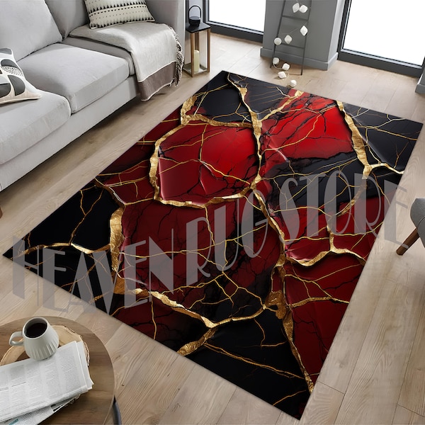 Large Red and Gold Rugs - Etsy