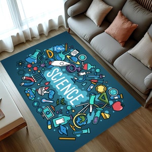 Science Education Kids Rug: Colorful Non-slip Nursery Decor - Etsy